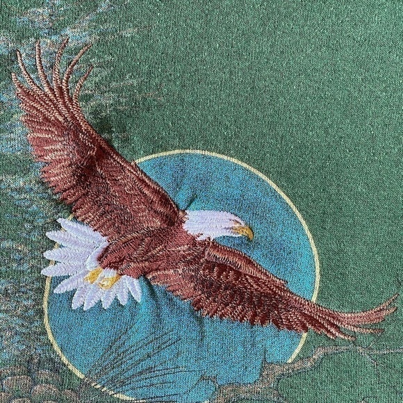 Vintage Lee Heavyweight green crewneck Eagle embroidery. Made in USA.Size medium - Picture 3 of 16
